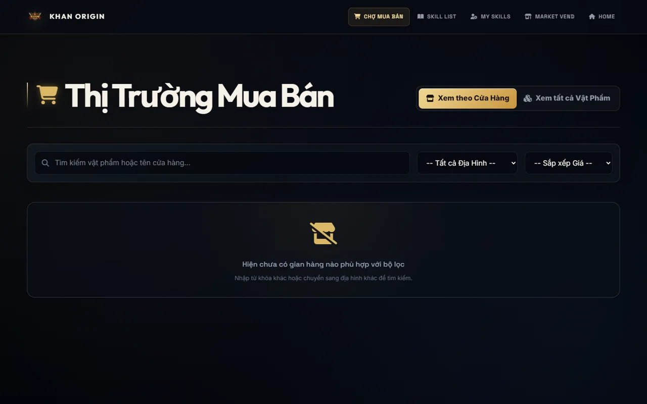 Khan Origin player marketplace interface